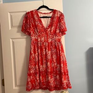 Red floral dress